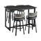 Armen Living Encinitas Outdoor Patio 5-Piece Bar Table Set in Aluminum with Gray Cushions SETODEN5BLGRY - alternate 1